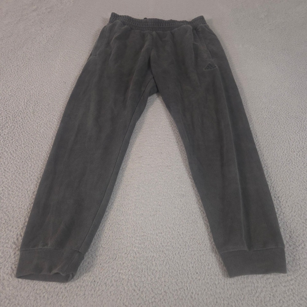 Adidas Sweatpants Mens Large Gray‎ Tapered Leg French Terry Jogger Pockets Logo
